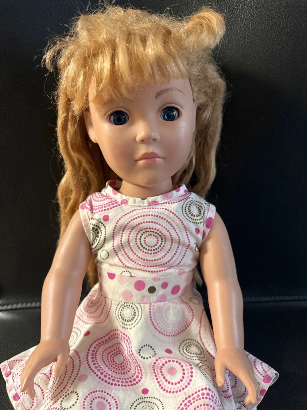 2009 Madame Alexander— Pink & White Patterned Dress for 18